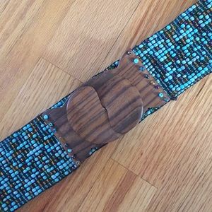 Beaded wooden belt